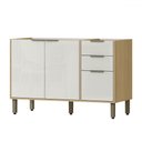 Ver imagem 1 de Balcão de Cozinha para Pia 120 Cm Estela 3 Portas 2 Gavetas Castanho/off White - Pnr Móveis