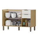 Ver imagem 2 de Balcão de Cozinha para Pia 120 Cm Estela 3 Portas 2 Gavetas Castanho/off White - Pnr Móveis