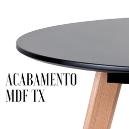 Mesa Redonda para Sala ou Cozinha – Modelo Leda Pé Madeira Sofisticado 120cm Cor Preto - 6