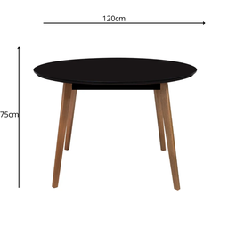 Mesa Redonda para Sala ou Cozinha – Modelo Leda Pé Madeira Sofisticado 120cm Cor Preto - 8