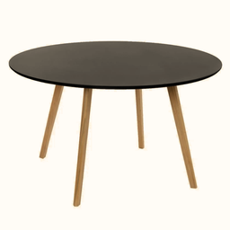 Mesa Redonda para Sala ou Cozinha – Modelo Leda Pé Madeira Sofisticado 120cm Cor Preto - 2