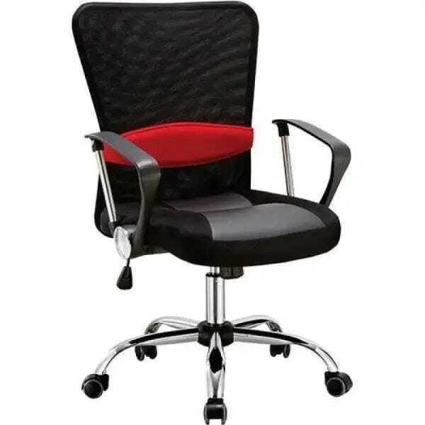 Cadeira para Escritório Executiva Pelegrin PEL-502 Giratória com Regulagem de Altura A Gás Preto e Vermelho
