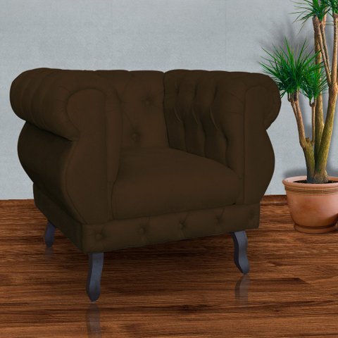 Poltrona Decorativa Sala Recepção Maya Suede Marrom Lm Decor