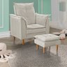 Poltrona de Amamentção Com Puff Nicoly Pé Palito Suede Bege - Ninho Decor - 1