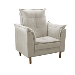 Poltrona de Amamentção Com Puff Nicoly Pé Palito Suede Bege - Ninho Decor - 4