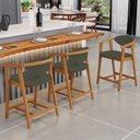 Ver imagem 6 de Kit 02 Banquetas Baixa para Cozinha Sala Jantar Bancada Cecília L02 Linho Verde Musgo - Lyam Decor