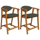 Ver imagem 1 de Kit 02 Banquetas Baixa para Cozinha Sala Jantar Bancada Cecília L02 Linho Verde Musgo - Lyam Decor