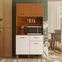 Ver imagem 1 de Kit Cozinha New Izis 4 Portas 1 Gaveta MDF-MDP 90cm Freijó Pallazio