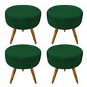 Ver imagem 1 de Kit 4 Puffs Banqueta Redonda Nina Veludo Verde Pés Palito Castanho - Pallazio