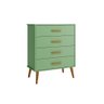 Comoda Gaveteiro e Guarda Roupa Isis Pés Retrô 4 Portas 2 Gavetas Botanico Fosco Infantil - Reller - 3