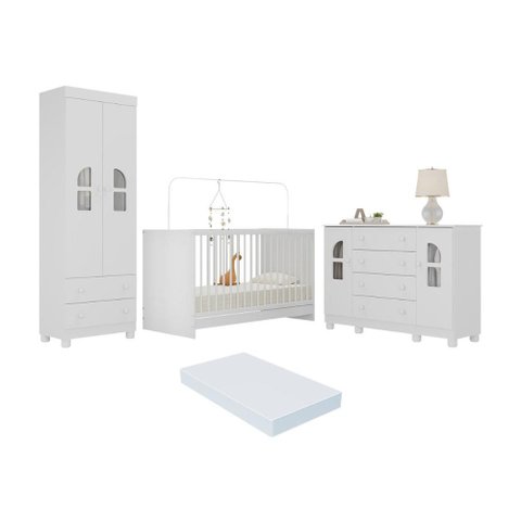 Quarto de Bebê Completo com Berço 3 em 1 com Colchão Incluso Nina Multimóveis Mp4578
