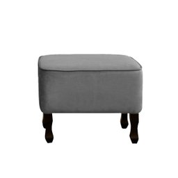 Puff Banqueta Teles Retangular Para Sala Quarto Suede:Cinza - 1