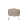 Puff Decorativo Redondo Pés Metal Couro Natural Bege - Scala Decor - 1
