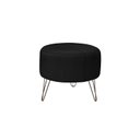 Ver imagem 1 de Puff Decorativo Redondo Pés Metal Couro Natural Preto - Scala Decor