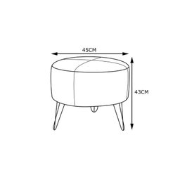 Puff Decorativo Redondo Pés Metal Couro Natural Preto - Scala Decor - 3