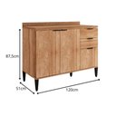 Ver imagem 2 de Gabinete de Cozinha Modulado Balcão Alpha 2506 3 Portas e 2 Gavetas C/ Tampo 120cm Freijo/off White