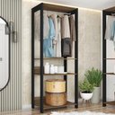 Ver imagem 1 de Guarda Roupa Solteiro Closet 73cm 3 Prateleiras Una Mel/preto C01 - Mpozenato