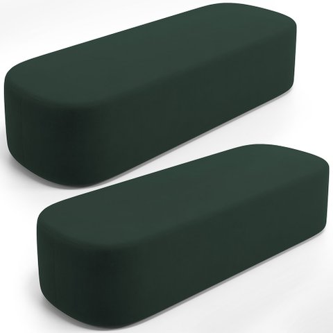Kit 02 Puffs Decorativos Orgânicos para Living Quarto 160cm Doha W01 Suede Verde Musgo - Lyam Decor