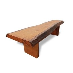 Banco de Tronco Pequiá Maciço Cor Imbuia para Mesa ou Jardim:comp150xalt45xlarg35/marrom - 1
