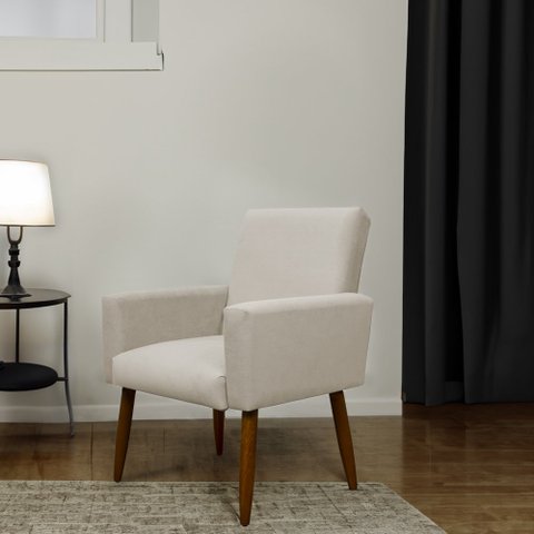 Poltrona Decorativa para Sala de Estar e Quarto Nina Suede Herrero:bege