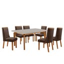 Ver imagem 2 de Mesa de Jantar Liz 180cm Tampo MDF Vidro Canto Copo com 6 Cadeiras Carolina