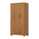 Ver imagem 2 de Guarda-Roupa Solteiro 3 Portas e 2 Gavetas em MDP Henn Açaí Marrom/Cinamomo