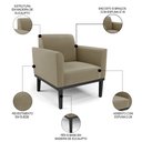 Ver imagem 3 de Sofá Namoradeira e 2 Poltronas Base Madeira Preto Maressa Suede Marrom Rt - Ibiza