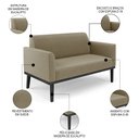 Ver imagem 4 de Sofá Namoradeira e 2 Poltronas Base Madeira Preto Maressa Suede Marrom Rt - Ibiza