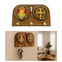 Ver imagem 3 de Porta Chaves Medalha de São Bento Madeira Resinado