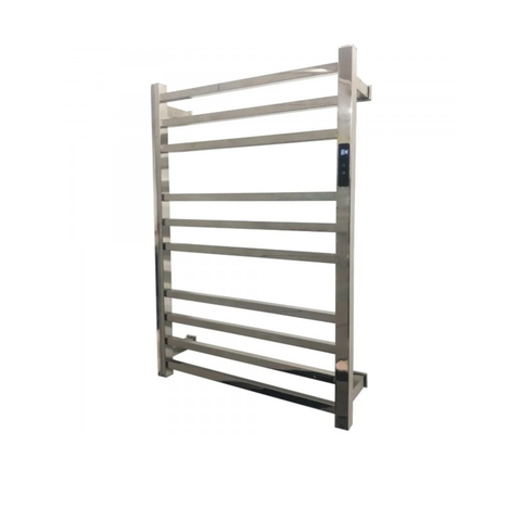 Toalheiro Térmico Quadrado Inox Polido Direito e Kit de Banheiro em Bambu Branco