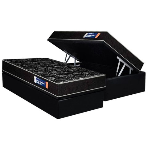 Conjunto Box Baú Solteiro: Colchão Espuma Plumatex D28 Isopluma + Base Crc Suede Black(88x188)