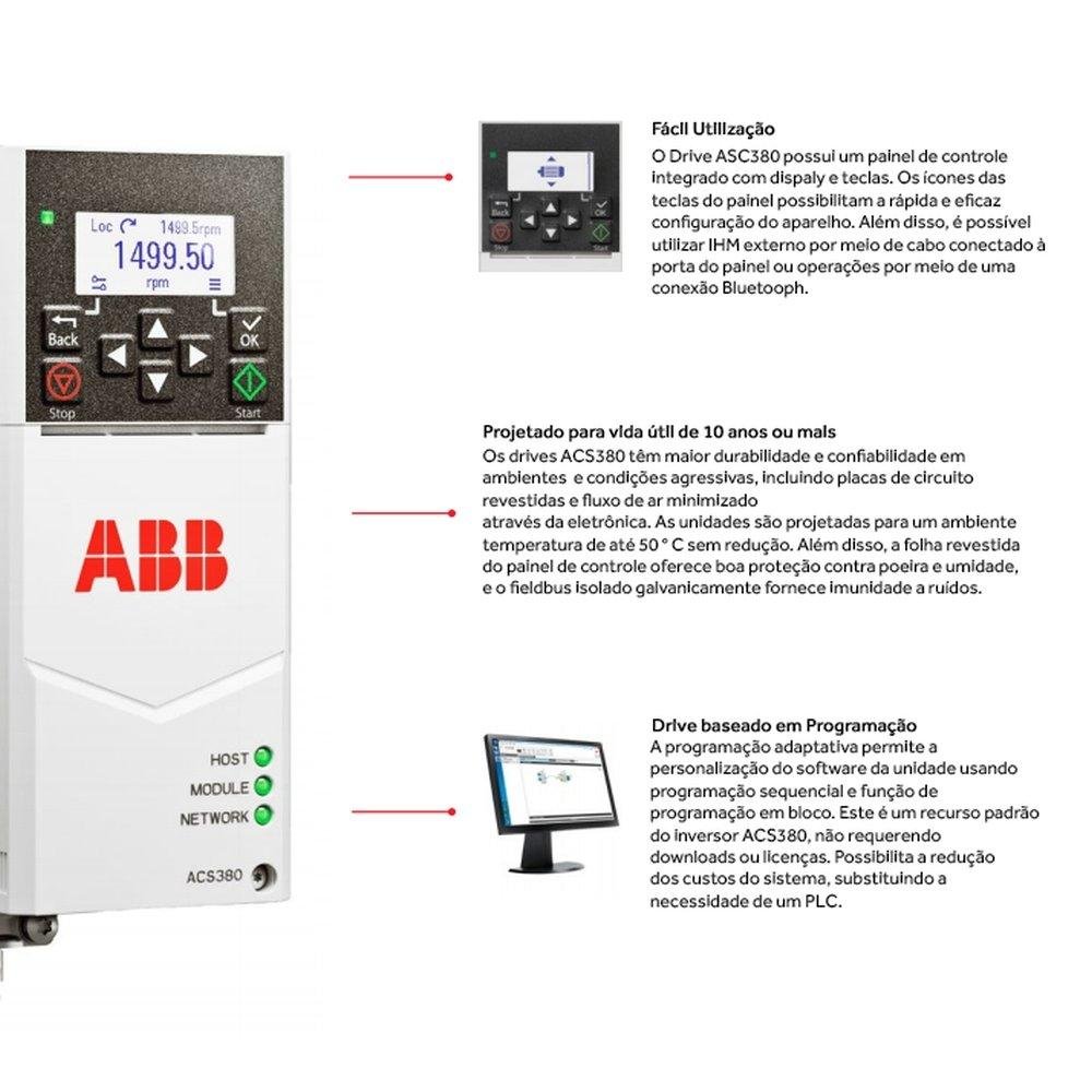 Inversor de Frequência Trifásico 30cv - Acs380-040s-045a-4 - 2