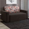 Bicama Sofá Cama Mamflex Mirante 5000 com Braço 2 Lugares em Tecido Veludo Tabaco Palmeira Floral - 4