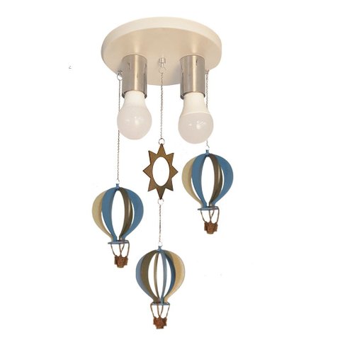 Lustre Luminária Infantil Balão Bronze e Azul 20x47