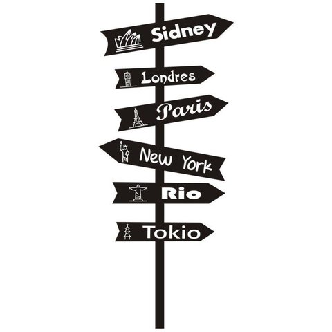 Adesivo Decorativo Parede Placas Cidades