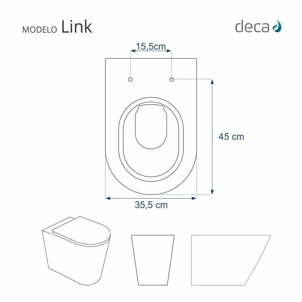 Tampa de Vaso Poliéster Com Fechamento Lento Link/LK Preto para Louça Deca com Ferragem Preta - 4