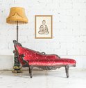Ver imagem 1 de Quadro Moldura Dourada Buda Indiano 33x24cm:com Vidro