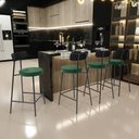 Ver imagem 2 de Kit 02 Banquetas Baixa Cozinha Sala Jantar Bancada Milão L02 Couríssimo Preto Verde - lyam decor Lya