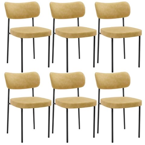 Kit 6 Cadeiras Decorativa Estofada para Sala de Jantar Melina L02 Couríssimo Casco Fendi - Lyam Deco