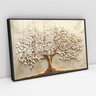 Quadro Decorativo Árvore da Vida Folhas Delicadas Flores Brancas Sala Quarto Casa Escritório - 2