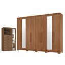 Ver imagem 1 de Guarda Roupa Casal Master New 8 Portas de Bater 4 Gavetas MDP Cômoda Marabá com Espelho Jatobá