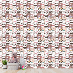 Papel de Parede Adesivo Desenho de Ursinho Quarto Bebê 3m - 3