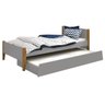 Cama Babá Solteiro com Auxiliar Simba Cinza Fosco com Madeira - Reller - 1