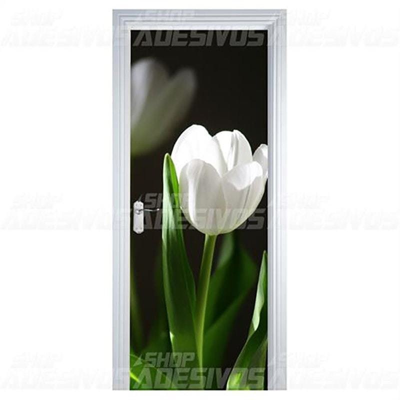 Adesivo de Porta Flor Branca Botão Fechado - M 80x210 cm - 2