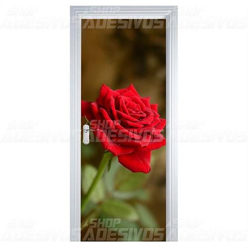 Adesivo de Porta Flor Rosa Vermelho - G 90x210 cm - 2