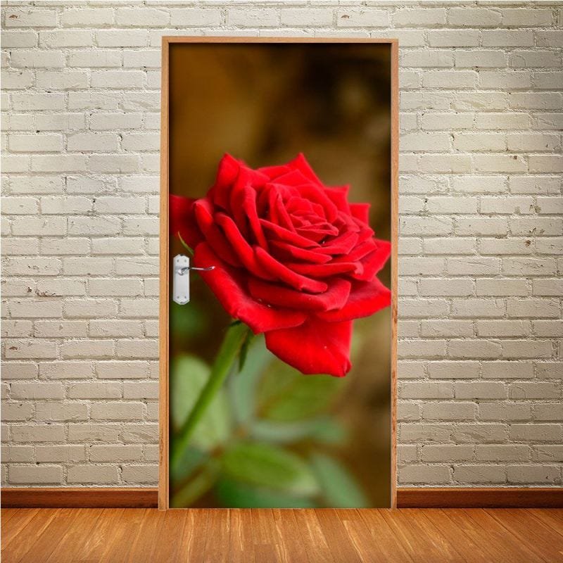 Adesivo de Porta Flor Rosa Vermelho - G 90x210 cm - 1