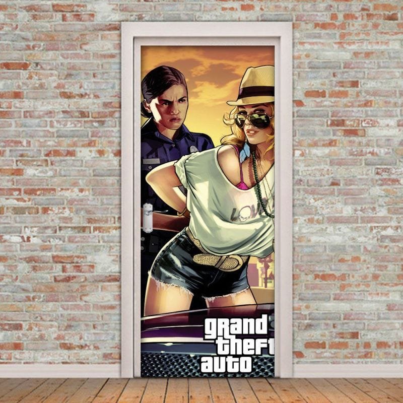 Adesivo de Porta GTA Game Playstation - G 90x210 cm - 1
