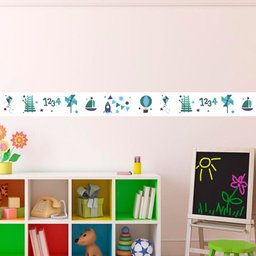 Faixa Infantil Catavento Foguete Balão Azul e Verde - 7m - 1