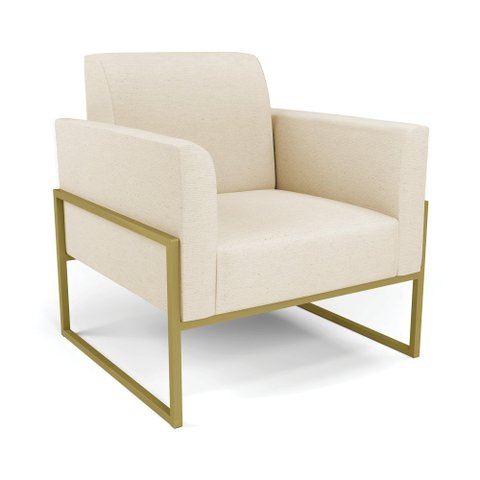 Poltrona Base Industrial Alta Dourado Marisa Linho D03 - D’Rossi A19 Bege