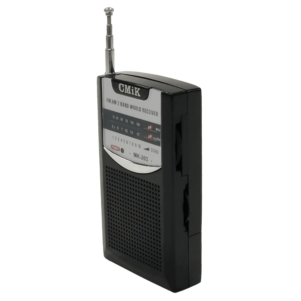 Rádio Portátil de Bolso AM/FM 2 Bandas Preto CMIK MadeiraMadeira